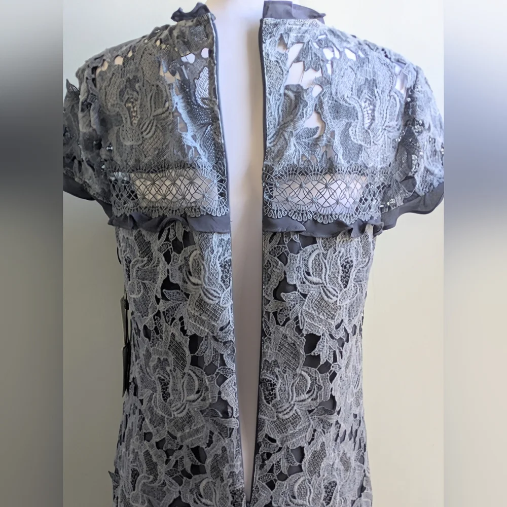 NWT....Laundry By Shelli Segal Lined Cutout Lace Midi Dress Size 10 - Picture 5 of 10